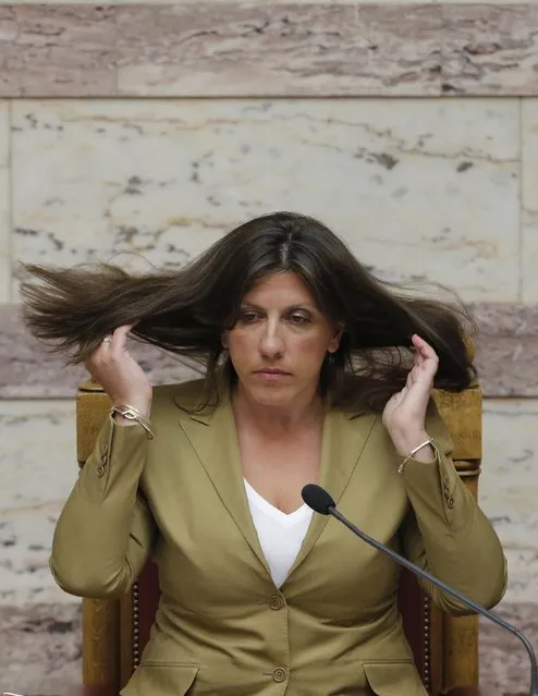 Greek Parliament Speaker Zoe Konstantopoulou attends a parliamentary session in Athens, Greece, early August 14, 2015. (Photo by Christian Hartmann/Reuters)