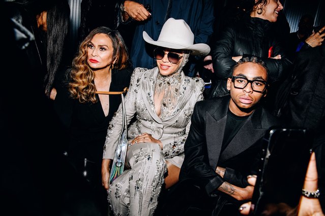 Beyoncé's mother Tina Knowles and sinder Beyoncé at Luar RTW Fall 2024 as part of New York Ready to Wear Fashion Week held on February 13, 2024 in New York, New York. (Photo by Nina Westervelt/WWD via Getty Images)