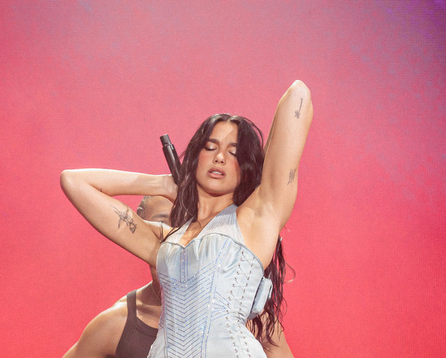 Dua Lipa performs at the I-Days Festival at Ippodromo Snai La Maura on June 07, 2025 in Milan, Italy. (Photo by Sergione Infuso – Corbis/Corbis via Getty Images for ABA)