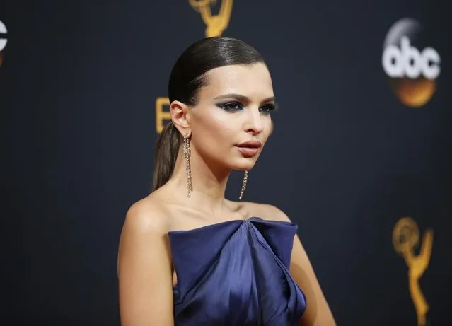 Emily Ratajkowski  arrives at the 68th Primetime Emmy Awards on Sunday, September 18, 2016, at the Microsoft Theater in Los Angeles. (Photo by Danny Moloshok/Invision for the Television Academy/AP Images)