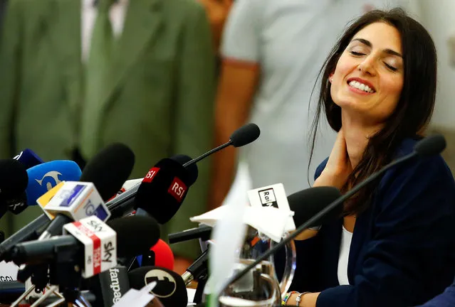 Rome's new mayor Virginia Raggi reacts during a news conference in Rome Italy, September 21, 2016. (Photo by Remo Casilli/Reuters)
