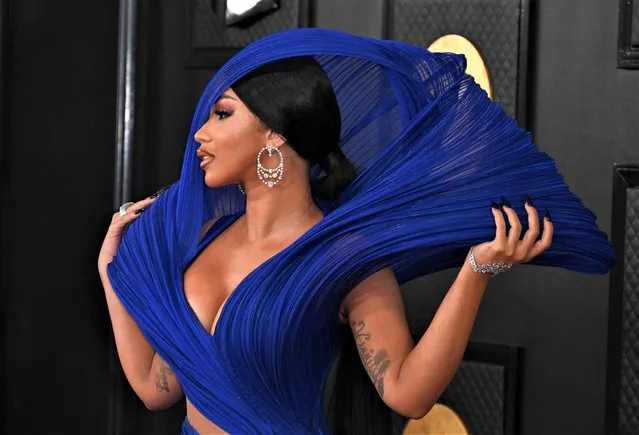 American rapper Cardi B arrives for the 65th Annual Grammy Awards at the Crypto.com Arena in Los Angeles on February 5, 2023. (Photo by Robyn Beck/AFP Photo)