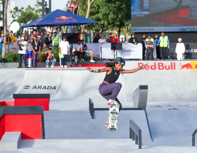 Rayssa Leal in action during the Women's Street Final, 2022 World Skate Championship held at the Aljada Skate Park in Sharjah, United Arab Emirates on February 5, 2023. (Photo by Victor Besa/The National)