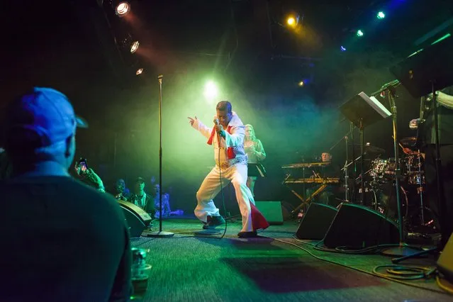 A contestant performs onstage during the 20th annual Seattle Invitationals, an amateur Elvis impersonator competition, in Seattle, Washington January 23, 2015. (Photo by David Ryder/Reuters)