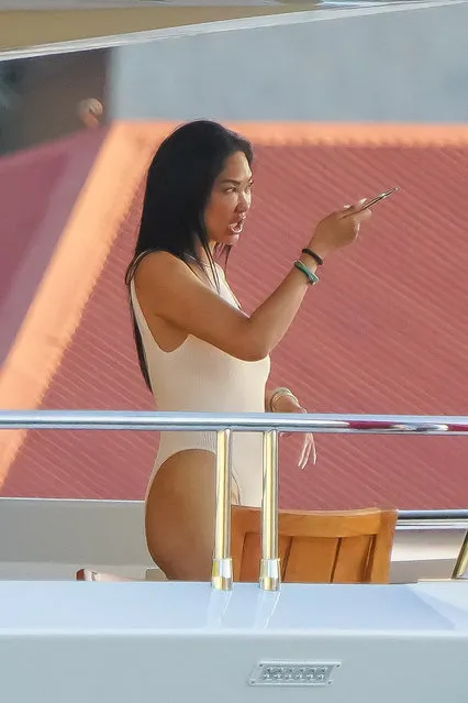 American model Kimora Lee Simmons on a yacht during holiday season in St Bart's on December 23, 2023. (Photo by ELIOTPRESS/The Mega Agency)