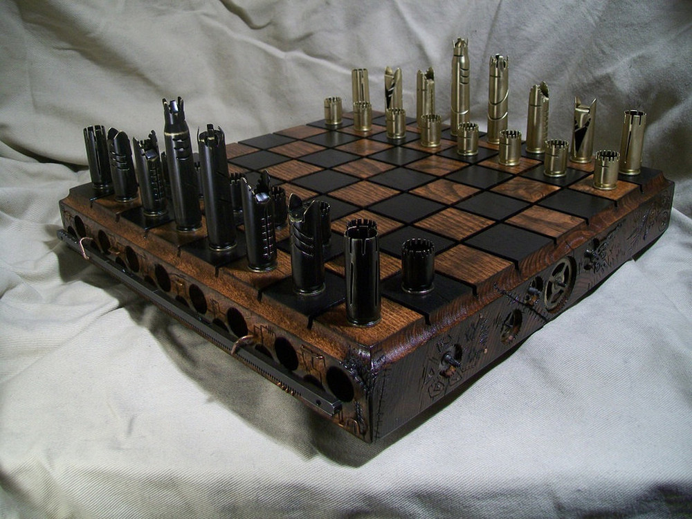 Custom Made Steampunk Bullet Shell Chess