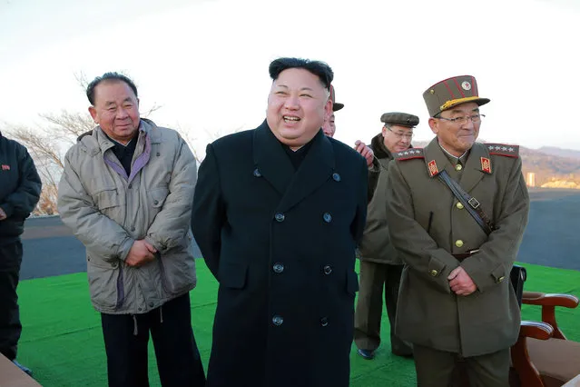 North Korean leader Kim Jong Un supervised a ballistic rocket launching drill of Hwasong artillery units of the Strategic Force of the KPA on the spot in this undated photo released by North Korea's Korean Central News Agency (KCNA) in Pyongyang March 7, 2017. (Photo by Reuters/KCNA)