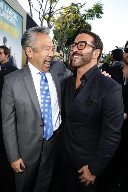Kevin Tsujihara, Chief Executive Officer of Warner Bros. and Jeremy Piven seen at Warner Bros. Premiere of "Entourage" held at Regency Village Theatre on Monday, June 1, 2015, in Westwood, Calif. (Photo by Eric Charbonneau/Invision for Warner Bros./AP Images)