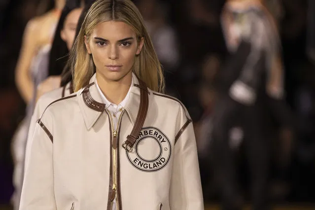 Model Kendall Jenner wears a creation by Burberry at the Spring/Summer 2020 fashion week runway show in London, Monday, September 16, 2019. (Photo by Vianney Le Caer/Invision/AP Photo)