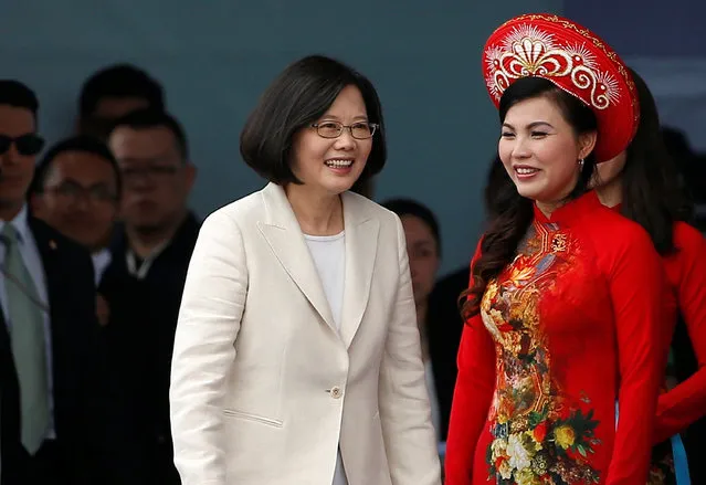 Taiwan’s President Tsai Ing-wen walks past an attendant during an inauguration ceremony in Taipei, Taiwan May 20, 2016. (Photo by Tyrone Siu/Reuters)
