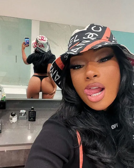 American rapper Megan Jovon Ruth Pete, known professionally as Megan Thee Stallion teases her new song with a mirror selfie that includes her butt in the last decade of July 2022. (Photo by theestallion/Instagram)