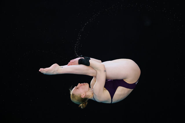 Pauline Alexandra Pfeif of Germany competes in the Women's 10m Platform Preliminary on day 1 during the World Aquatics Diving World Cup 2025 Stop 1 at Centre Acuatico Code Metropolitano on April 03, 2025 in Guadalajara, Mexico. (Photo by Hector Vivas/Getty Images)