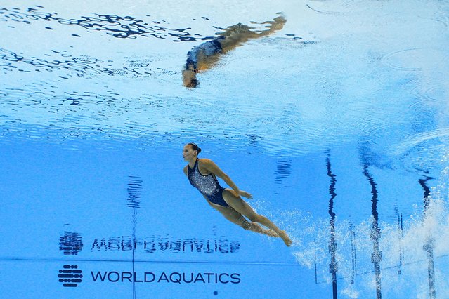 Italy's Enrica Piccoli performs during the women solo technical final during the Singapore 2025 World Aquatics Championships at World Aquatics Championships Arena on July 19, 2025 in Singapore. (Photo by Marko Djurica/Reuters)