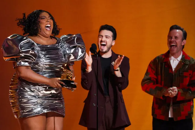 American rapper Lizzo accepts the Record Of The Year award for “About Damn Time” during the 65th Annual Grammy Awards in Los Angeles, California, U.S., February 5, 2023. (Photo by Mario Anzuoni/Reuters)