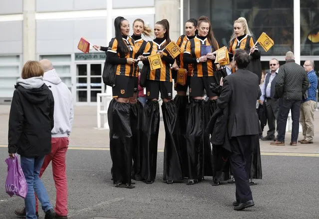 Britain Soccer Football, Hull City vs Chelsea, Premier League, The Kingston Communications Stadium on October 1, 2016. Hull City fans outside the stadium before the match. (Photo by Carl Recine/Reuters/Action Images/Livepic)
