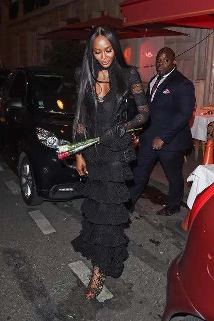 Supermodel Naomi Campbell is seen dining out with American R&B singer Usher during Paris Fashion Week in Paris, France on October 03, 2016. (Photo by FameFlynet UK)