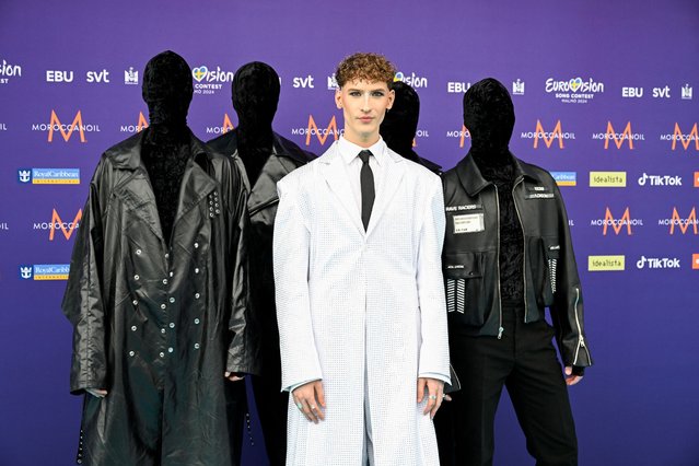 Lithuanian singer Silvester Belt poses on the turquoise carpet before the opening ceremony for the 68th edition of the Eurovision Song Contest ESC at Malmo Live concert venue, in Malmo, Sweden, on May 5, 2024. (Photo by Jessica Gow/TT News Agency via Reuters)