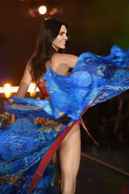 Model Kendall Jenner from California walks the runway during the 2015 Victoria's Secret Fashion Show at Lexington Avenue Armory on November 10, 2015 in New York City. (Photo by Dimitrios Kambouris/Getty Images for Victoria's Secret)