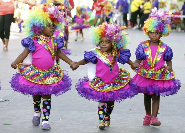 Revellers from the band On Stage parade on stage at the annual Trinidad and Tobago Red Cross Society's Children's Carnival Competition at the Queen's Park Savannah in Port-Of-Spain February 7, 2015. (Photo by Andrea De Silva/Reuters)