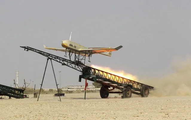 In this file picture released by Jamejam Online December 25, 2014, an Iranian made drone is launched during a military drill in Jask port, southern Iran. According to a report by the Royal United Services Institute, or RUSI released Monday, Dec. 17, 2018, the use of armed drones in the Middle East, driven largely by growing sales from China, has grown significantly in the past two years with an increasing number of state and non-state actors using them in regional conflicts. The report found that over the past few years, more and more countries across the Mideast have acquired armed drones, either by importing them or by building them domestically. (Photo by Chavosh Homavandi/AP Photo/Jamejam Online)