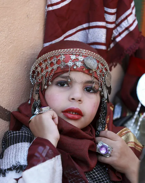 A girl wears a traditional costume during Children's Day celebrations at a school in Benghazi, Libya March 21, 2016. (Photo by Esam Omran Al-Fetori/Reuters)