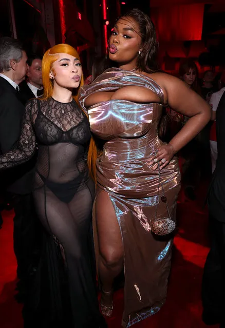 American rapper Ice Spice and American model Precious Lee attend the 2024 Vanity Fair Oscar Party Hosted By Radhika Jones at Wallis Annenberg Center for the Performing Arts on March 10, 2024 in Beverly Hills, California. (Photo by Kevin Mazur/VF24/WireImage for Vanity Fair)