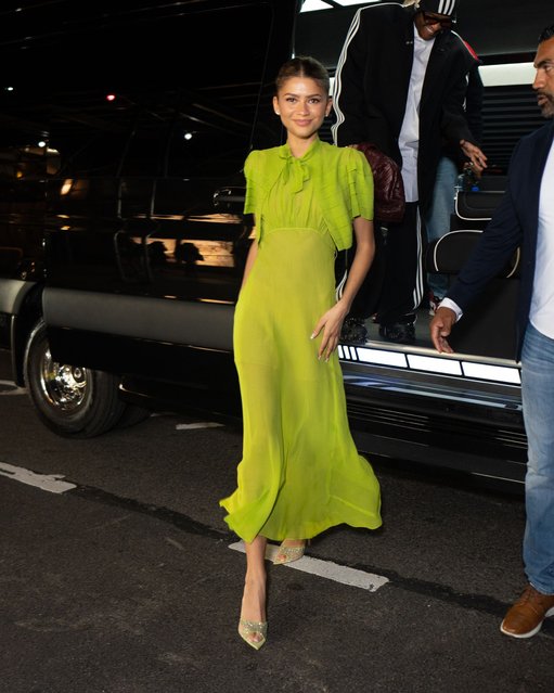 American actress and singer Zendaya spotted arriving to zero bond in New York City after Challengers movie premiere on April 24, 2024. (Photo by STARTHESTAR/Splash News and Pictures)