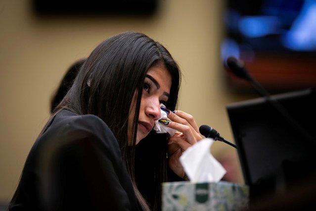 Yazmin Juarez, mother of 19-month-old Mariee, who died after detention by U.S. Immigration and Customs Enforcement (ICE) wipes away a tear as she testifies during a House Oversight Subcommittee on Civil Rights and Human Services hearing titled, “Kids in Cages: Inhumane Treatment at the Border” in Washington, U.S. July 10, 2019. (Photo by Al Drago/Reuters)
