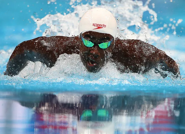 Joshua Liendo of Canada competes in the semi final of the men's 100m Butterfly during day two of the FINA World Junior Swimming Championships at Duna Arena on August 21, 2019 in Budapest, Hungary. (Photo by Ian MacNicol/Getty Images)