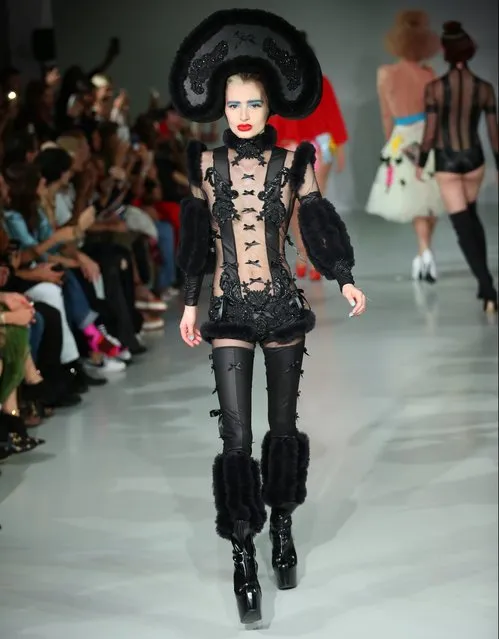A model walks the runway at the Pam Hogg show during London Fashion Week September 2019 at Victoria House on September 13, 2019 in London, England. (Photo by Splash News and Pictures)