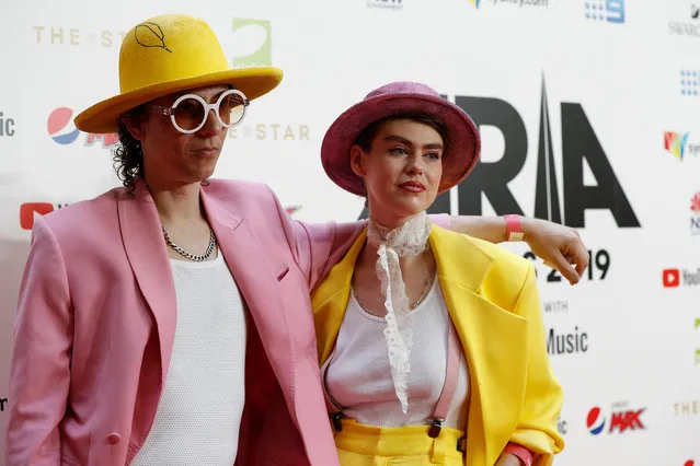 Artist Anthony Lister (L) arrives for the 33rd Annual ARIA Awards 2019 at The Star on November 27, 2019 in Sydney, Australia. (Photo by Lisa Maree Williams/Getty Images)