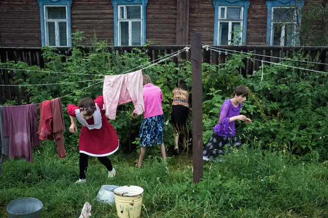 Patients from the girls' boarding facility play outside. (Photo by Anastasia Rudenko)