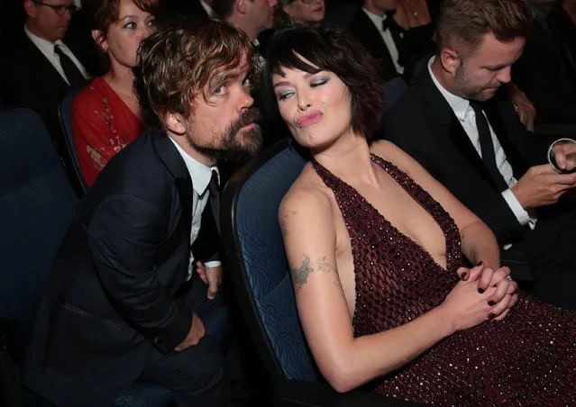 Peter Dinklage, left, and Lena Headey attend the 67th Primetime Emmy Awards on Sunday, September 20, 2015, at the Microsoft Theater in Los Angeles. (Photo by Alex Berliner/Invision for the Television Academy/AP Images)