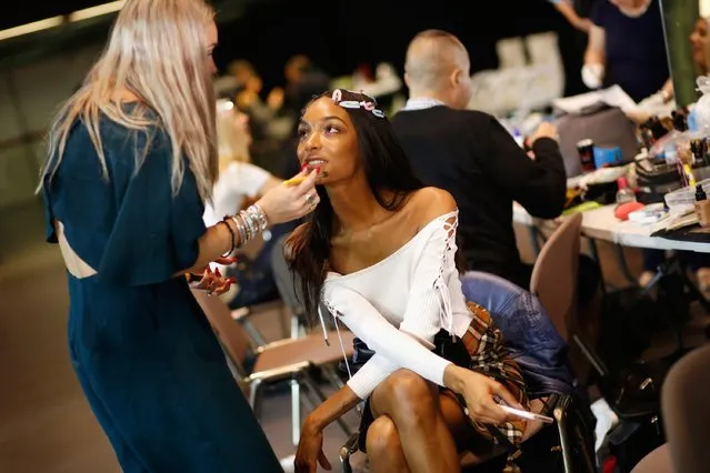 Model Jourdan Dunn is seen backstage ahead of the Versace show during Milan Fashion Week Spring/Summer 2017 on September 23, 2016 in Milan, Italy. (Photo by Tristan Fewings/Getty Images)