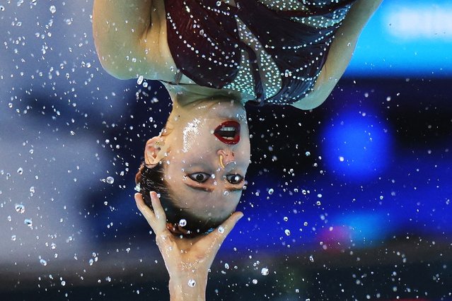Team Spain performs during the finalsduring the Singapore 2025 World Aquatics Championships at World Aquatics Championships Arena on July 20, 2025 in Singapore. (Photo by Hollie Adams/Reuters)