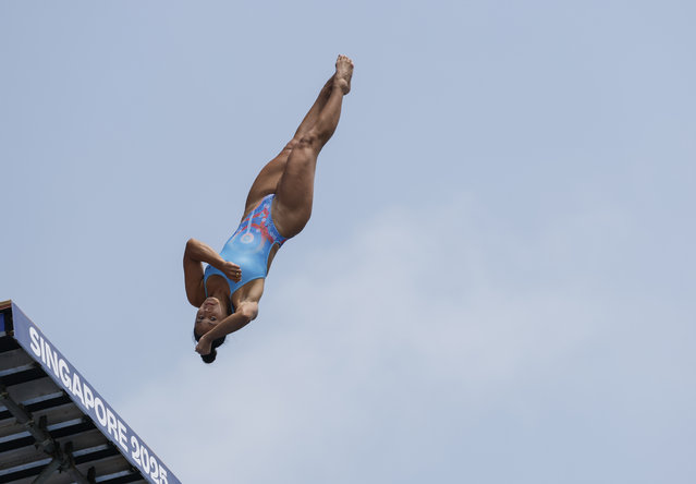Xantheia Pennisi of Australia competes during the Women’s 20m High Diving event at the World Aquatics Championships Singapore 2025 in Singapore, 25 July 2025. (Photo by Rungroj Yongrit/EPA)