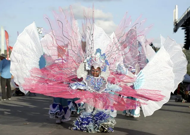 A reveller from the band Play One For Cito parades on stage at the annual Trinidad and Tobago Red Cross Society's Children's Carnival Competition at the Queen's Park Savannah in Port-Of-Spain February 7, 2015. (Photo by Andrea De Silva/Reuters)