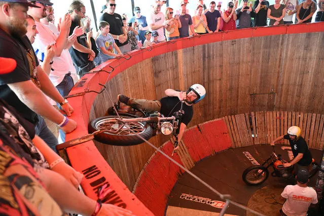 Kyle Ives and Cody Ives ride in the Wall of Death during Harley-Davidson's Homecoming Festival - Day 2 at Veterans Park on July 15, 2023 in Milwaukee, Wisconsin. (Photo by Daniel Boczarski/Getty Images for Harley-Davidson)