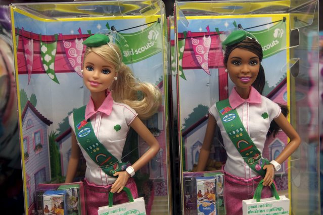 Barbie dolls are seen on display at a retail store in the Manhattan borough of New York City, January 28, 2016. (Photo by Mike Segar/Reuters)