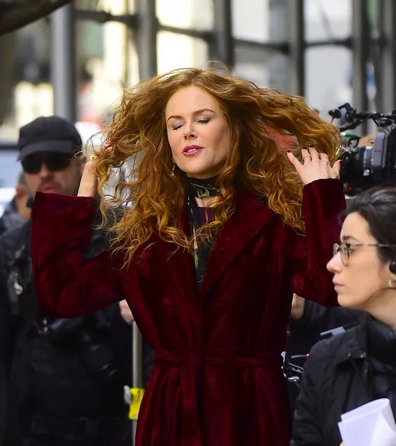 Actress Nicole Kidman is seen on set of her new HBO show (The Undoing) on March 14, 2019 in New York City. (Photo by Raymond Hall/GC Images)