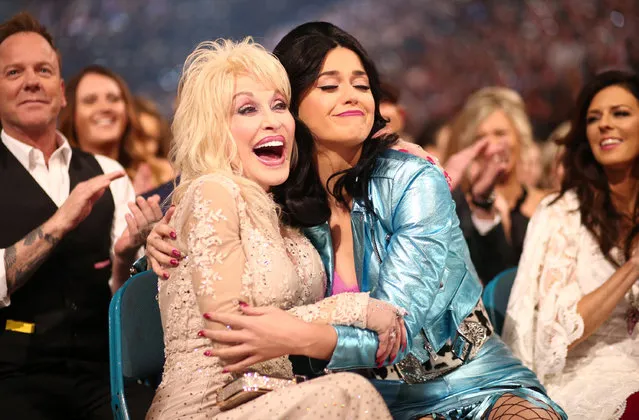 Singer-songwriters Dolly Parton (L) and Katy Perry attend the 51st Academy of Country Music Awards at MGM Grand Garden Arena on April 3, 2016 in Las Vegas, Nevada. (Photo by Christopher Polk/ACM2016/Getty Images for dcp)