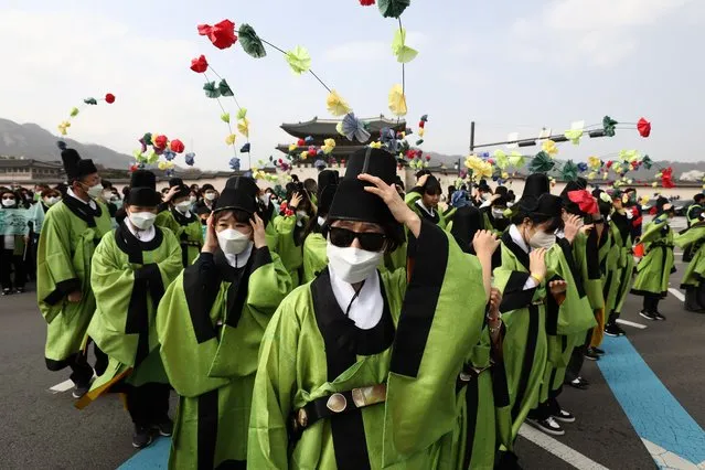 Christian devotees participate in a 2024 Korea Easter Parade on March 30, 2024 in Seoul, South Korea. Christians around the globe are staging processions, festivals and rituals to commemorate Easter. (Photo by Chung Sung-Jun/Getty Images)