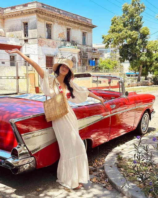 American actress and model Camila Morrone gets ready to ride in style in Havana in the last decade of April 2024. (Photo by Camila Morrone/Instagram)