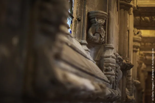 The interior of Rosslyn Chapel on February 9, 2012 in Roslin, Scotland