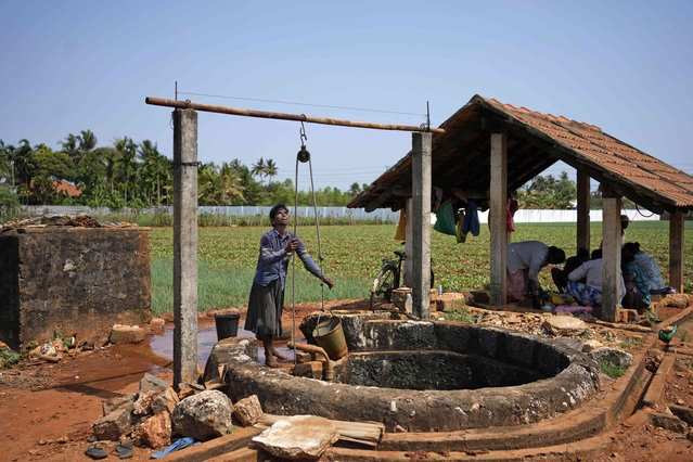 An ethnic Tamil woman draws water from a well built on a piece of land, which was recently vacated by government forces, in Jaffna, Sri Lanka, May 5, 2024. Sri Lanka's Tamil people still live in the shadow of defeat in the civil war that tore the country apart until it ended 15 years ago. (Photo by Eranga Jayawardena/AP Photo)