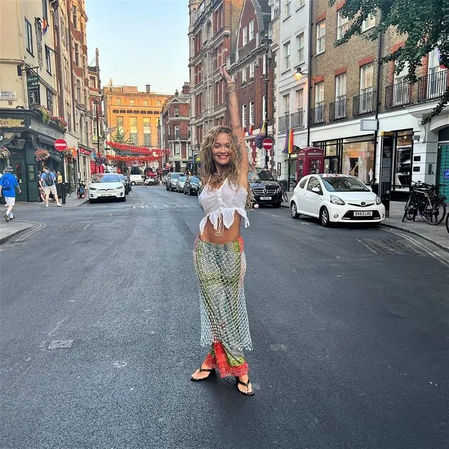 British singer-songwriter Rita Ora celebrates being back at home in England in the second decade of July 2022. (Photo by ritaora/Instagram)