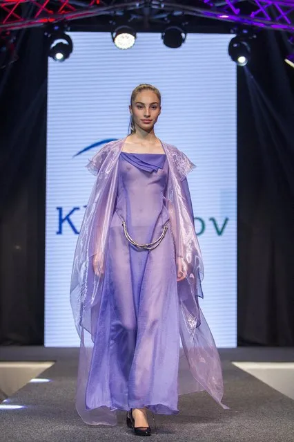 A model presents a creation by Ruslan Hvastov from Ukraine, during Moldova Fashion Week 2017 in Chisinau, Moldova, late 04 November 2017. (Photo by Dumitru Doru/EPA/EFE)