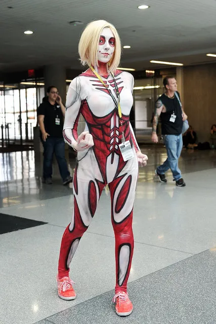 A Comic Con attendee poses during the 2014 New York Comic Con at Jacob Javitz Center on October 9, 2014 in New York City. (Photo by Daniel Zuchnik/Getty Images)