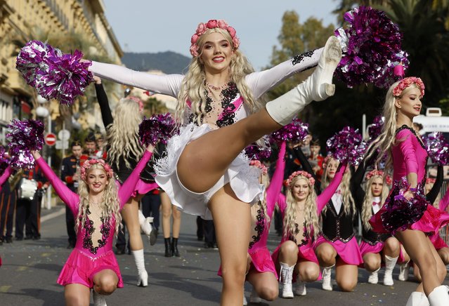 Participants wearing colorful costumes take part in the Flowers Parade of the 151th annual Carnival of Nice, in Nice, France, 20 March 2024. The annual Carnival of Nice run from 17 February to 03 March 2024, and the main theme will be “King of Pop Culture”. (Photo by Sebastien Nogier/EPA)