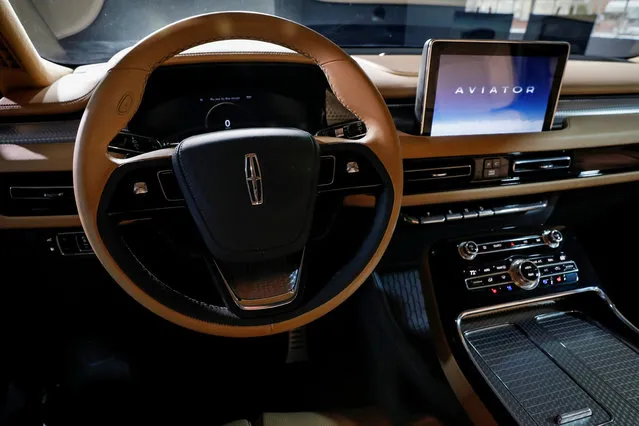 The interior of the 2019 Lincoln Aviator is displayed at an event on the eve of the 2018 New York International Auto Show in the Manhattan borough of New York City, New York, U.S., March 28, 2018. (Photo by Brendan McDermid/Reuters)